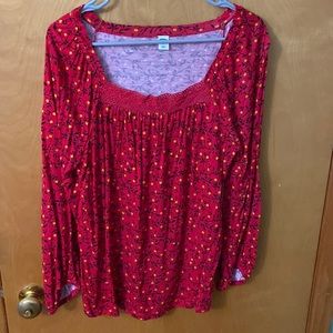 Old navy red with black and yellow floral tunic